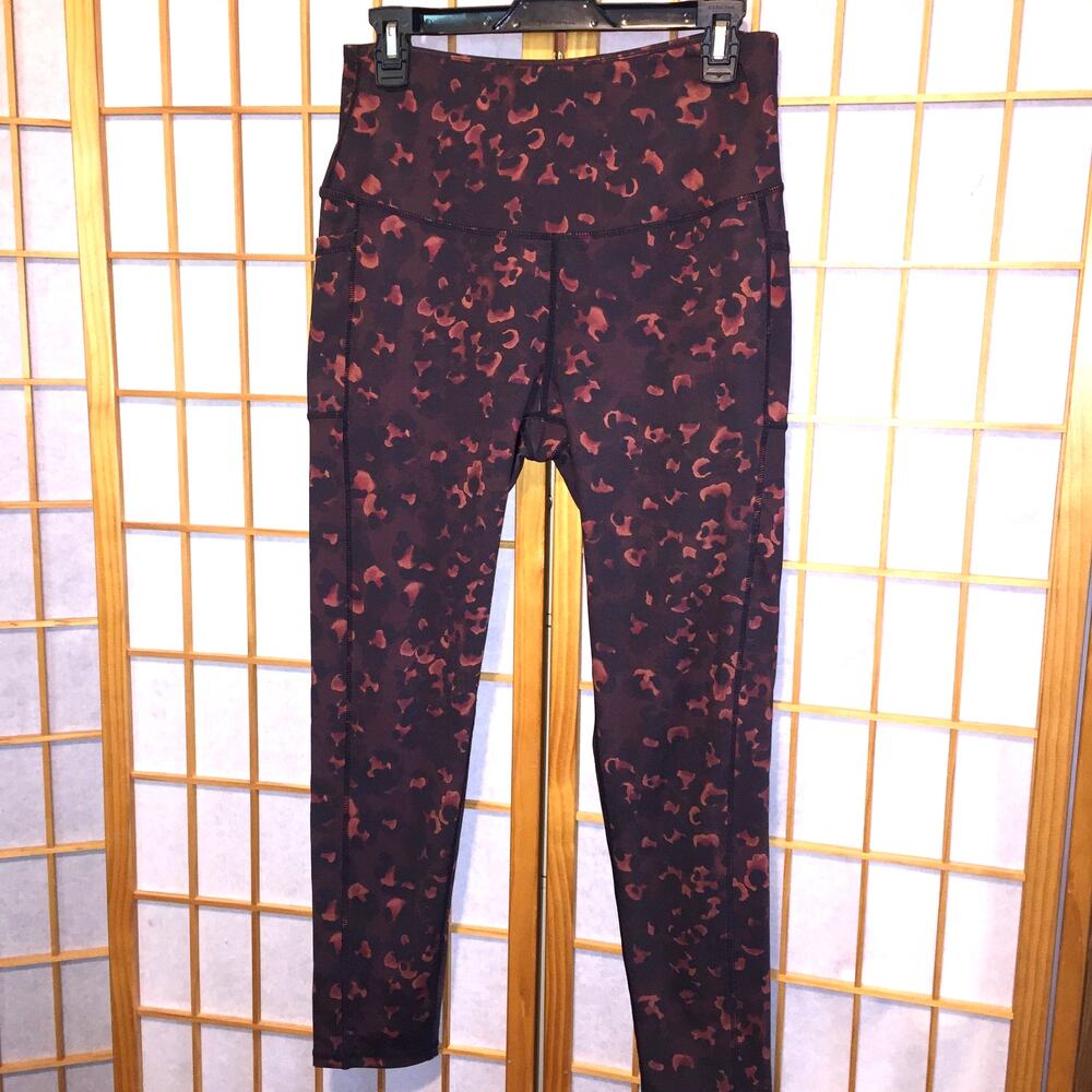 LegEnd Women's Burgundy Leggings Pockets High Waist Activewear Pants Size XL
